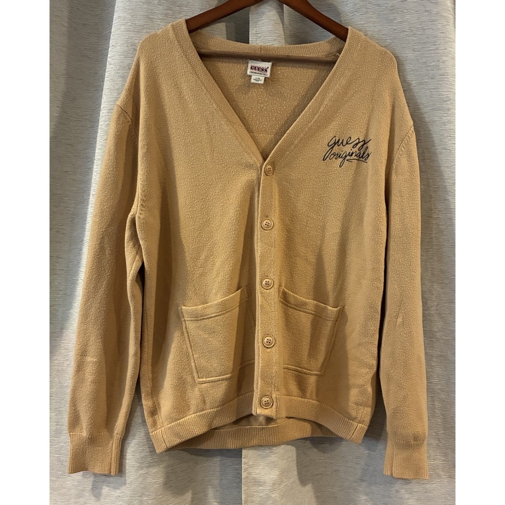 Vintage Guess 80s 90s Cardigan Beige Size‎ Large